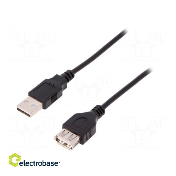 Cable | USB 2.0 | USB A socket,USB A plug | nickel plated | 1.8m