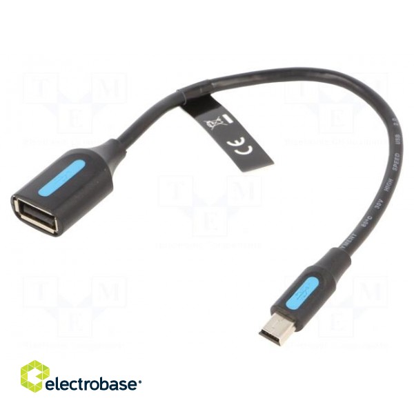 Cable | USB 2.0 | USB A socket,USB B mini plug | nickel plated