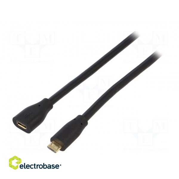 Cable | USB 2.0 | USB B micro socket,USB B micro plug | 1.5m | black