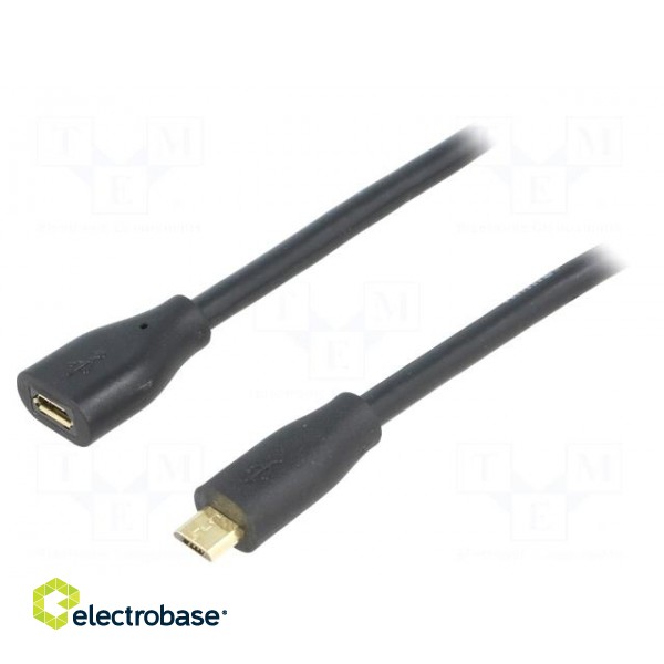 Cable | USB 2.0 | USB B micro plug,USB B micro socket | 1m | black