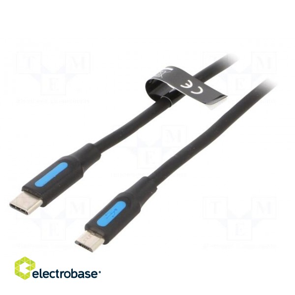 Cable | USB 2.0 | USB B micro plug,USB C plug | nickel plated | 0.5m