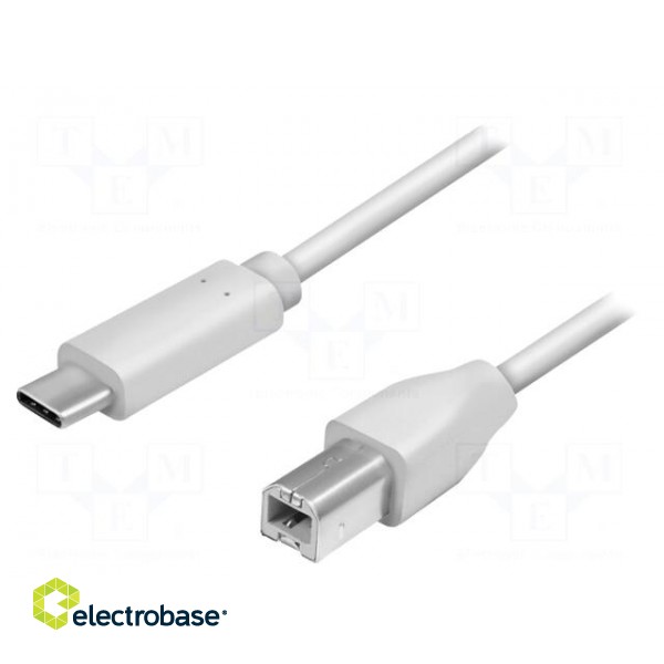 Cable | USB 2.0 | USB B plug,USB C plug | 2m | grey