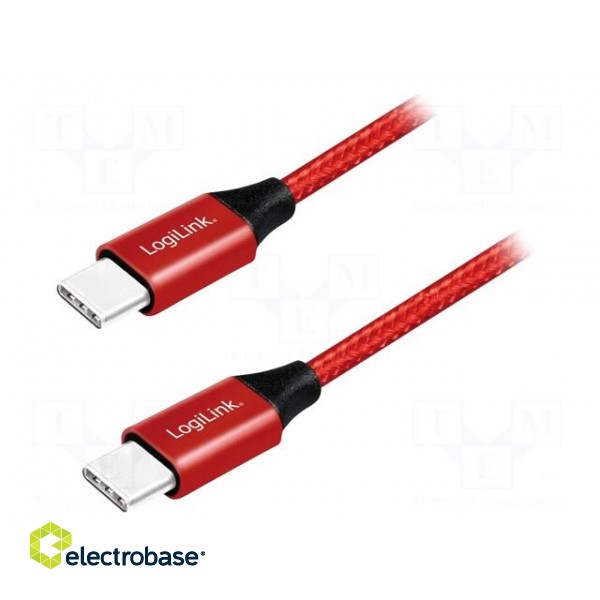 Cable | USB 2.0 | both sides,USB C plug | 0.3m | red