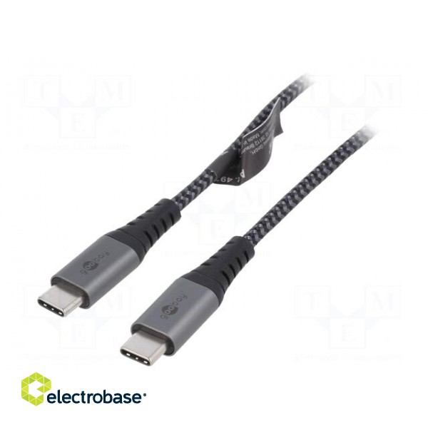 Cable | USB 2.0 | USB C plug,both sides | 0.5m | 480Mbps | textile