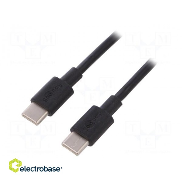 Cable | USB 2.0 | both sides,USB C plug | 1m | black