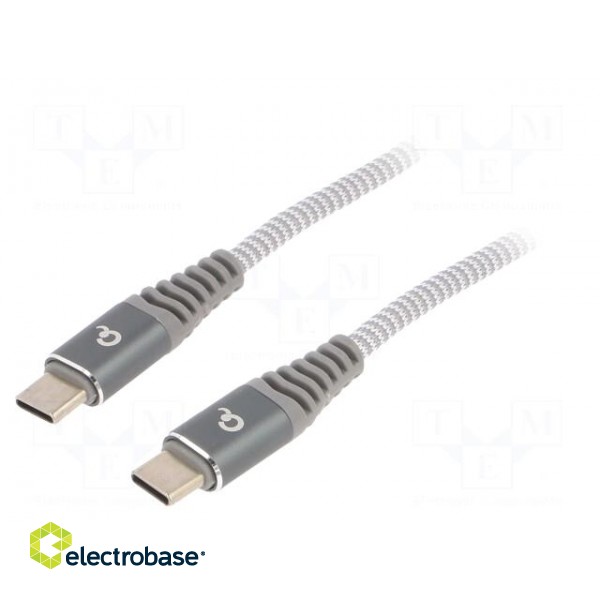 Cable | USB 2.0 | USB C plug,both sides | 1.5m | white-grey | 480Mbps