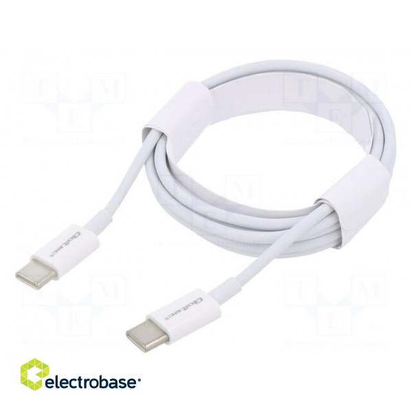 Cable | USB 2.0 | USB C plug,both sides | 1.5m | white | 480Mbps | 60W