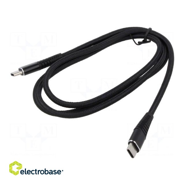 Cable | USB 2.0 | USB C plug,both sides | 1m | black | 480Mbps | textile