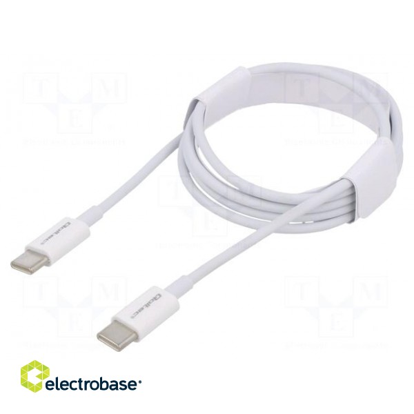 Cable | USB 2.0 | USB C plug,both sides | 1m | white | 480Mbps | 60W