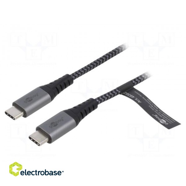 Cable | USB 2.0 | USB C plug,both sides | 2m | 480Mbps | textile