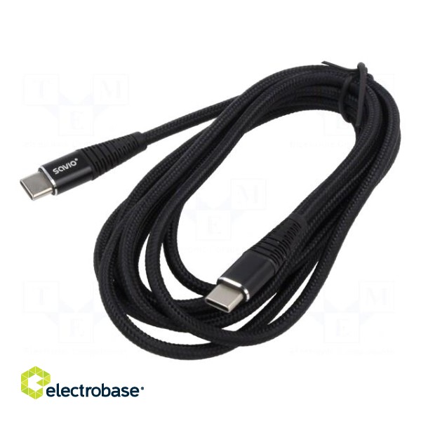 Cable | USB 2.0 | USB C plug,both sides | 2m | black | 480Mbps | textile