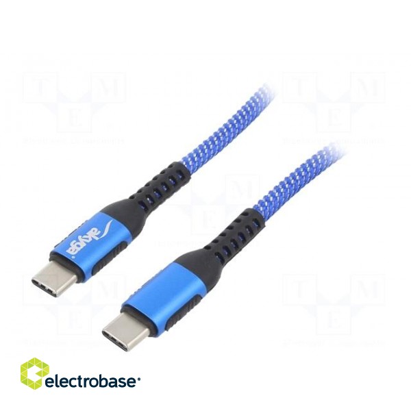 Cable | USB 2.0 | USB C plug,both sides | nickel plated | 0.5m | blue