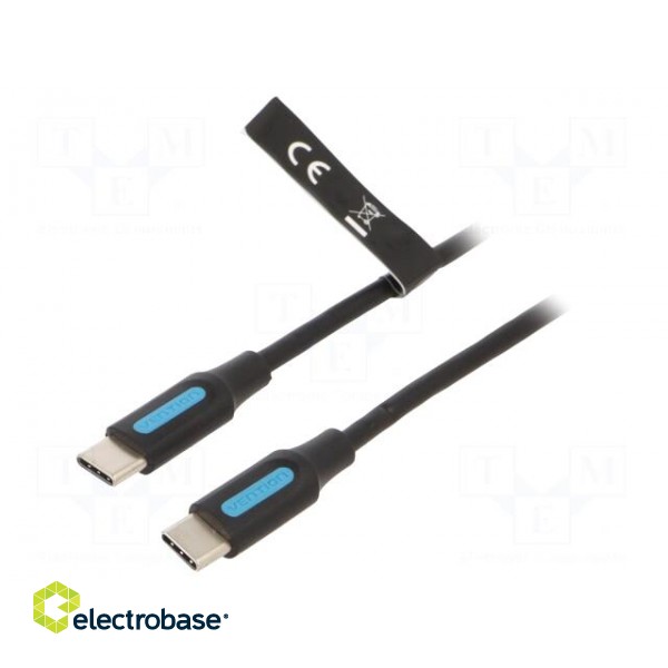 Cable | USB 2.0 | USB C plug,both sides | nickel plated | 1.5m | black