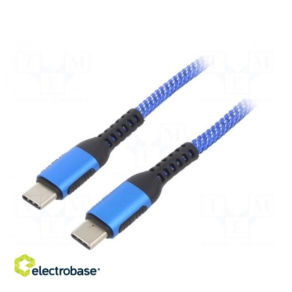Cable | USB 2.0 | USB C plug,both sides | nickel plated | 1.8m | blue