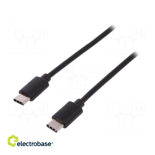 Cable | USB 2.0 | both sides,USB C plug | nickel plated | 1m | black