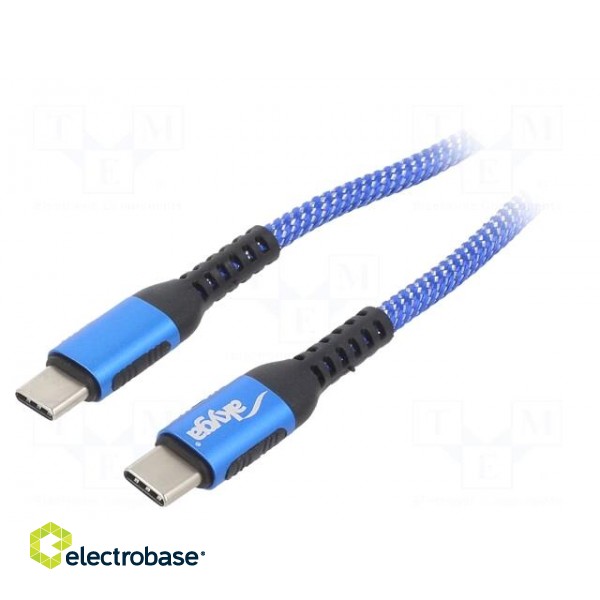 Cable | USB 2.0 | USB C plug,both sides | nickel plated | 1m | blue