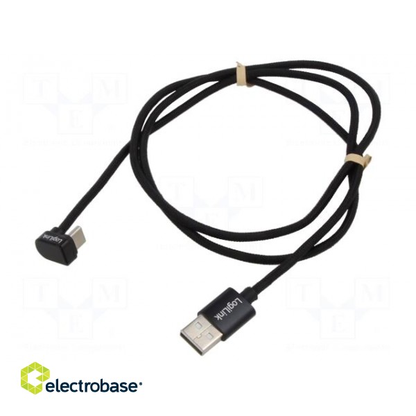 Cable | USB 2.0 | USB C plug,USB C angled plug | 1m | black | 480Mbps