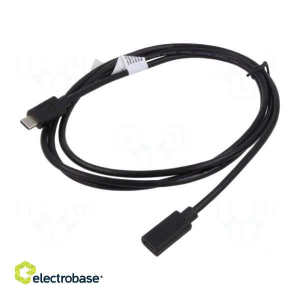 Cable | USB 2.0 | USB C socket,USB C plug | nickel plated | 2m | black