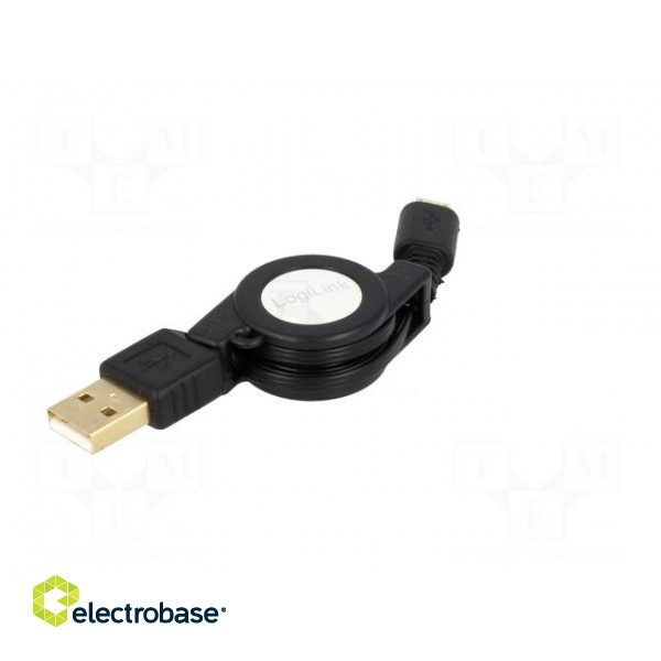 Cable | USB 2.0,retractable | USB A plug,USB B micro plug | 0.75m paveikslėlis 2