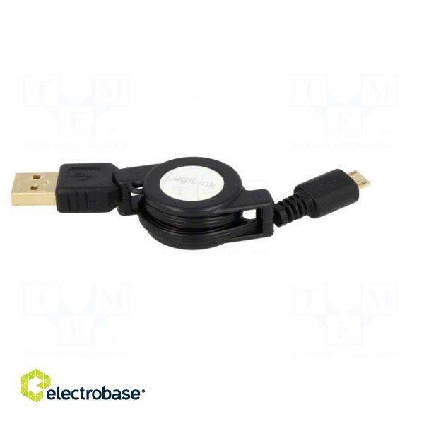 Cable | USB 2.0,retractable | USB A plug,USB B micro plug | 0.75m paveikslėlis 3