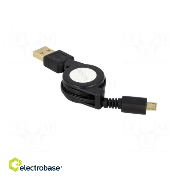 Cable | USB 2.0,retractable | USB A plug,USB B micro plug | 0.75m paveikslėlis 4