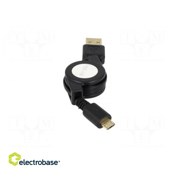 Cable | USB 2.0,retractable | USB A plug,USB B micro plug | 0.75m paveikslėlis 5