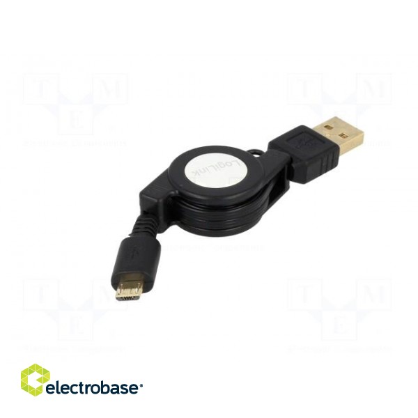 Cable | USB 2.0,retractable | USB A plug,USB B micro plug | 0.75m paveikslėlis 6