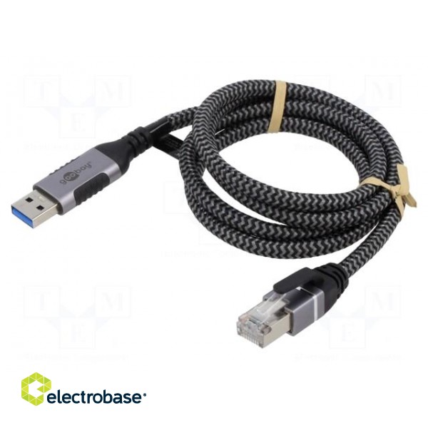 Cable | USB 3.0 | RJ45 plug,USB A plug | nickel plated | 1.5m | 1Gbps