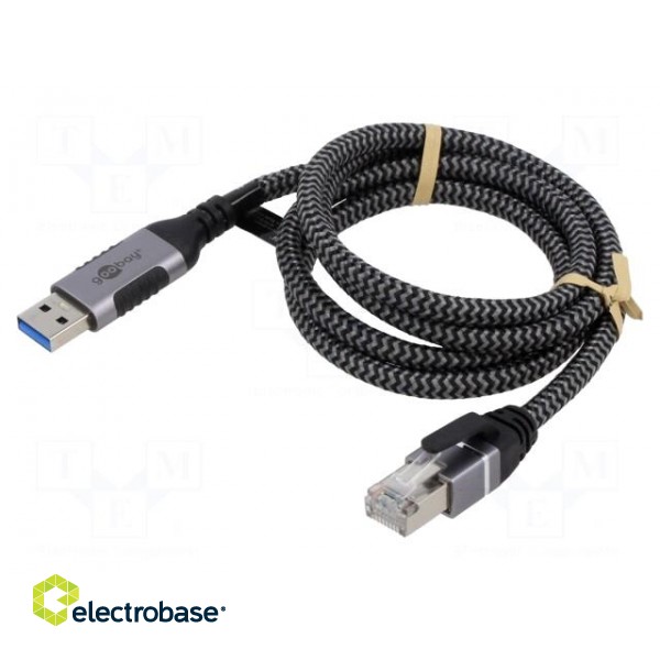 Cable | USB 3.0 | RJ45 plug,USB A plug | nickel plated | 2m | Core: Cu