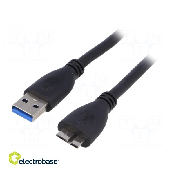 Cable | USB 3.0 | USB A plug,USB B micro plug | nickel plated | 0.5m