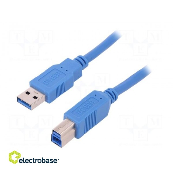 Cable | USB 3.0 | USB A plug,USB B plug | 1m | blue