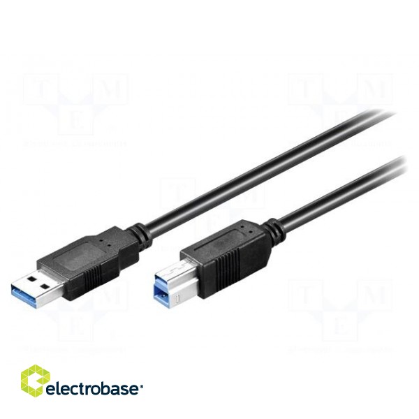 Cable | USB 3.0 | USB A plug,USB B plug | 1.8m | black