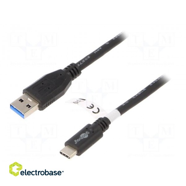 Cable | USB 3.0 | USB A plug,USB C plug | 3m | black