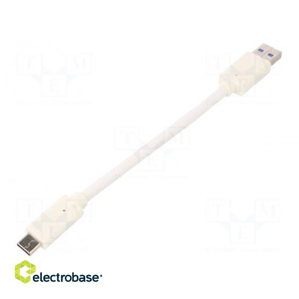 Cable | USB 3.0 | USB A plug,USB C plug | gold-plated | 0.1m | white paveikslėlis 2