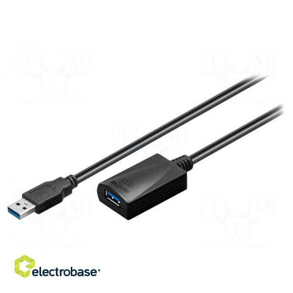 Cable | USB 3.0 | USB A socket,USB A plug | 5m | black | 5Gbps