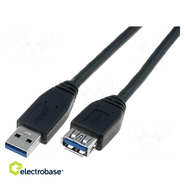 Cable | USB 3.0 | USB A socket,USB A plug | nickel plated | 1.8m