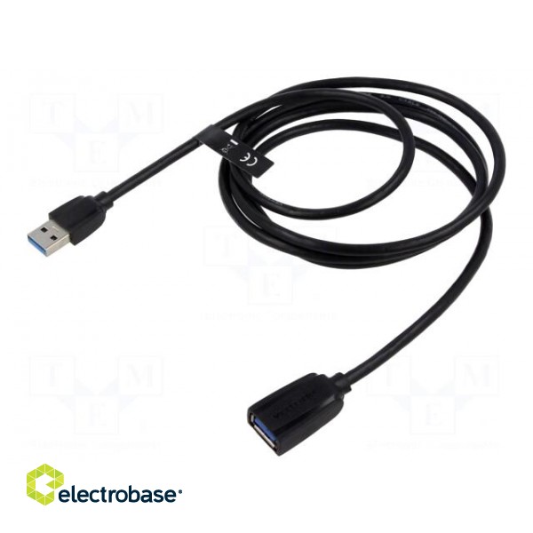 Cable | USB 3.0 | USB A socket,USB A plug | nickel plated | 1.5m