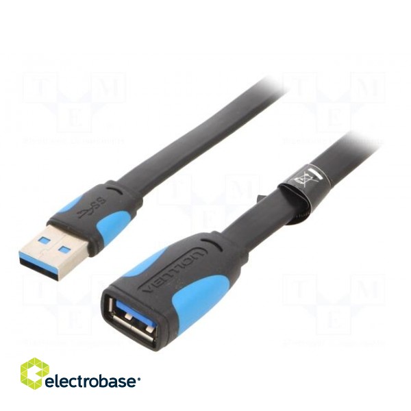Cable | USB 3.0 | USB A socket,USB A plug | tinned | 2m | black-white