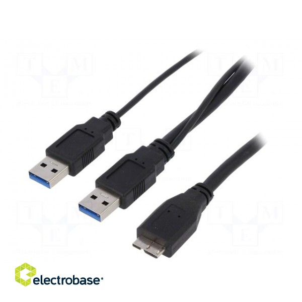 Cable | USB 3.0 | USB A socket,USB A plug x2 | nickel plated | 0.6m
