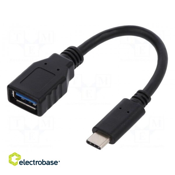 Cable | OTG,USB 3.2 | USB A socket,USB C plug | 150mm | black | 15W | 3A
