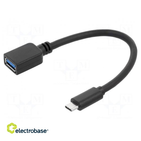 Cable | USB 3.0 | USB A socket,USB C plug | nickel plated | 0.2m