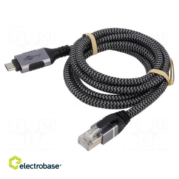 Cable | USB 3.1 | RJ45 plug,USB C plug | nickel plated | 2m | Core: Cu