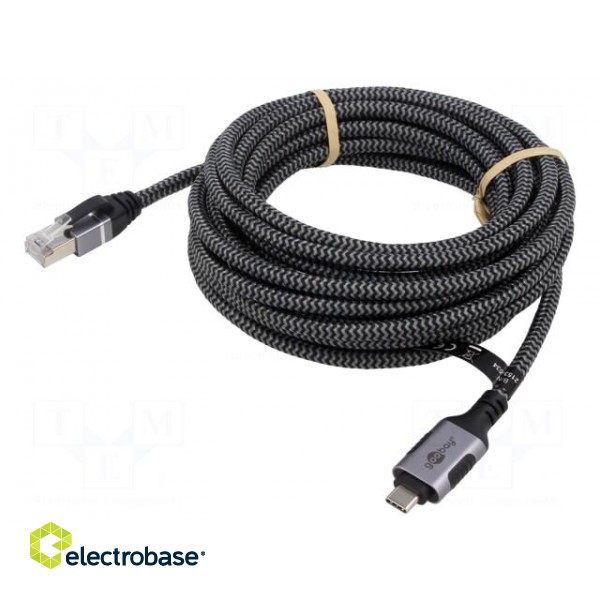 Cable | USB 3.1 | RJ45 plug,USB C plug | nickel plated | 10m | Core: Cu