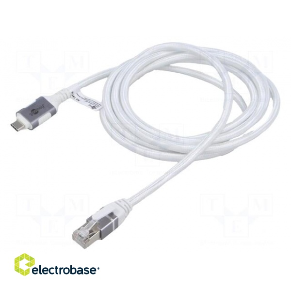 Cable | USB 3.1 | RJ45 plug,USB C plug | nickel plated | 2m | white