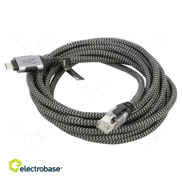 Cable | USB 3.1 | RJ45 plug,USB C plug | nickel plated | 3m | Core: Cu