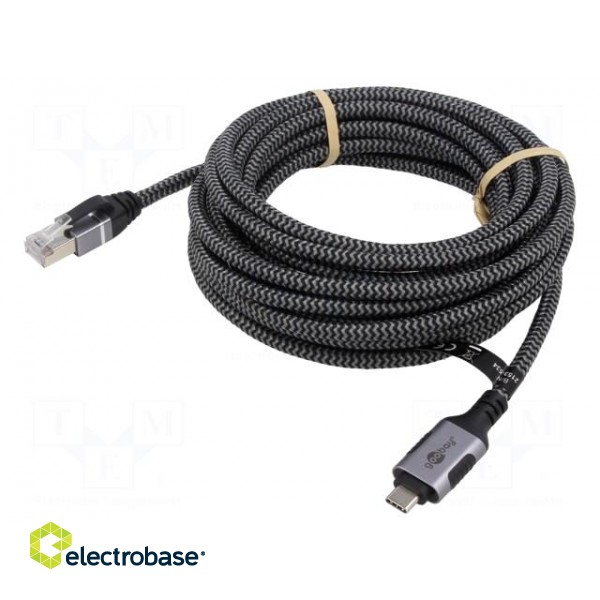Cable | USB 3.1 | RJ45 plug,USB C plug | nickel plated | 5m | Core: Cu