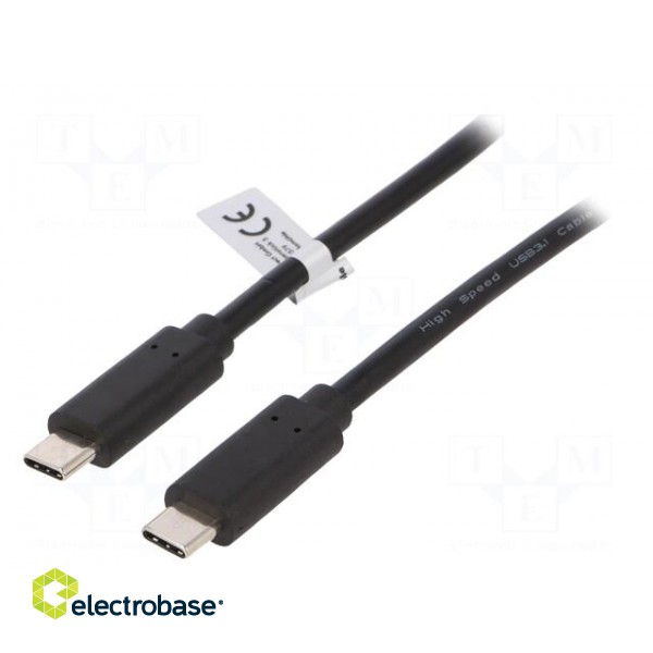 Cable | USB 3.1 | both sides,USB C plug | 0.5m | black | 10Gbps