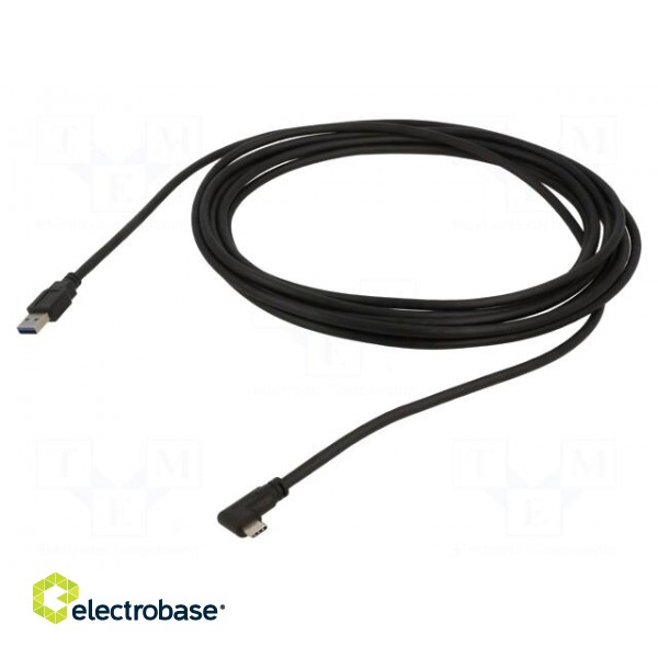 Cable | USB 3.2 | USB A plug,USB C angled plug | 5m | black | 5Gbps