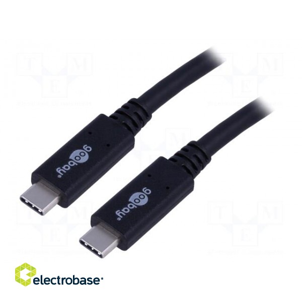 Cable | USB 3.2 | both sides,USB C plug | 1m | black | 20Gbps | 100W