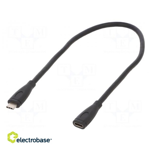 Cable | USB 3.2 | USB C socket,USB C plug | nickel plated | 0.3m